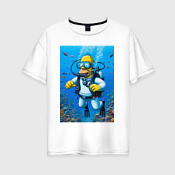 Женская футболка оверсайз Homer diving - ai art fantasy