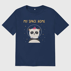 Футболка оверсайз женская Мой космический дом, цвет: тёмно-синий