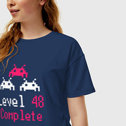Футболка оверсайз женская Уровень 48 пройден, цвет: тёмно-синий — фото 2