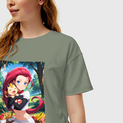 Футболка оверсайз женская Джесси и Мяут на пикнике, цвет: авокадо — фото 2