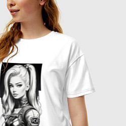 Футболка оверсайз женская Barbie - sketch ai art cyberpunk, цвет: белый — фото 2