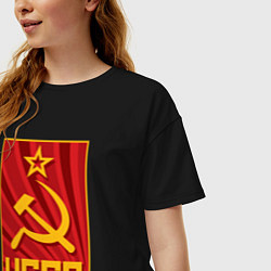 Футболка оверсайз женская USSR style, цвет: черный — фото 2