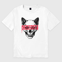 Женская футболка оверсайз Череп кошки Crazy cat