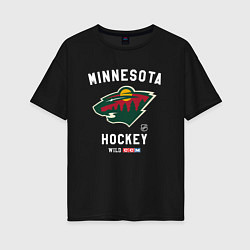 Футболка оверсайз женская Minnesota Wild team NHL, цвет: черный