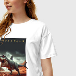 Футболка оверсайз женская Акулазавр - мем, цвет: белый — фото 2