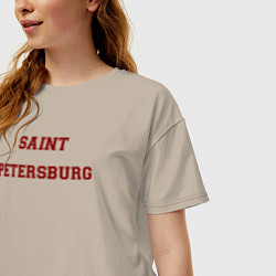 Футболка оверсайз женская Saint Petersburg Text, цвет: миндальный — фото 2
