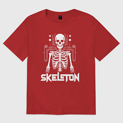 Футболка оверсайз женская Скелет в схемах, цвет: красный