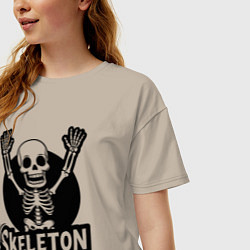 Футболка оверсайз женская Skeleton с поднятыми руками, цвет: миндальный — фото 2