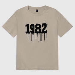 Футболка оверсайз женская Черная растекшаяся краска 1982, цвет: миндальный