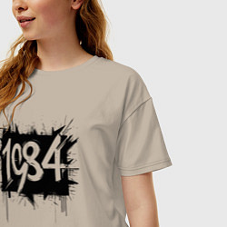 Футболка оверсайз женская Взрыв черной краски 1984, цвет: миндальный — фото 2