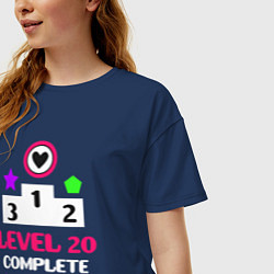 Футболка оверсайз женская 20 уровень пройден, цвет: тёмно-синий — фото 2