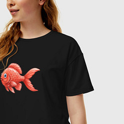 Футболка оверсайз женская Милая красная рыбка, цвет: черный — фото 2