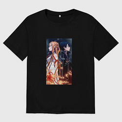 Женская футболка оверсайз САО - Kirito Asuna