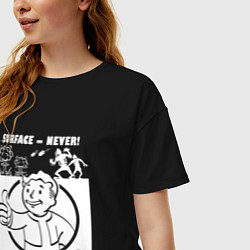 Футболка оверсайз женская Поверхность никогда - убежище навсегда, цвет: черный — фото 2