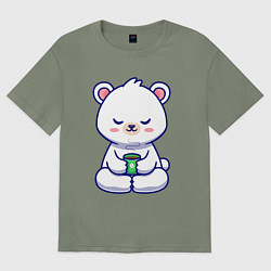 Женская футболка оверсайз Мишка на кофейном релаксе