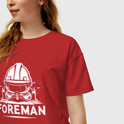 Футболка оверсайз женская Прораб каска маска и очки, цвет: красный — фото 2