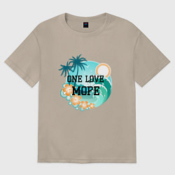 Футболка оверсайз женская One love море, цвет: миндальный