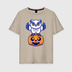 Женская футболка оверсайз Halloween owl