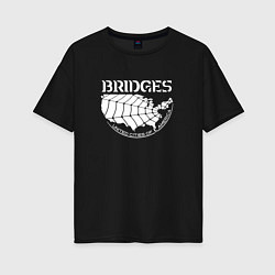 Футболка оверсайз женская Bridges logo, цвет: черный