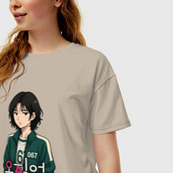 Футболка оверсайз женская Игрок 067 в аниме стиле, цвет: миндальный — фото 2