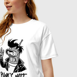 Футболка оверсайз женская Bender - punks not dead motto, цвет: белый — фото 2