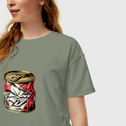 Футболка оверсайз женская Мятая консервная банка, цвет: авокадо — фото 2