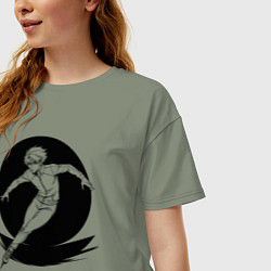 Футболка оверсайз женская Конькобежец аниме, цвет: авокадо — фото 2