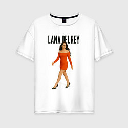 Футболка оверсайз женская Lana Del Rey в оранжевом платье, цвет: белый