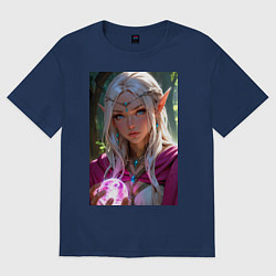 Женская футболка оверсайз Прекрасная эльфийка с магической сферой