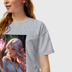 Футболка оверсайз женская Нежная эльфийка с магической сферой, цвет: меланж — фото 2