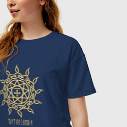 Футболка оверсайз женская Славянский чертог змея, цвет: тёмно-синий — фото 2