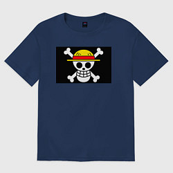 Футболка оверсайз женская Флаг ван-пис, цвет: тёмно-синий