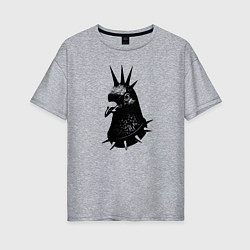 Футболка оверсайз женская Панк голубь, цвет: меланж