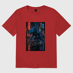 Футболка оверсайз женская Дракон на Колесах, цвет: красный