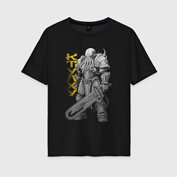 Футболка оверсайз женская Ктулху с цепным мечом, цвет: черный