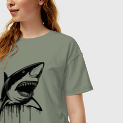 Футболка оверсайз женская Акула с капающим стилем, цвет: авокадо — фото 2