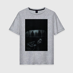 Женская футболка оверсайз Девушка прячется в машине ужасы триллер