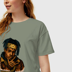 Футболка оверсайз женская XXXTentacion мультяшный стиль, цвет: авокадо — фото 2