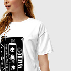 Футболка оверсайз женская Аудиокассета нирвана, цвет: белый — фото 2