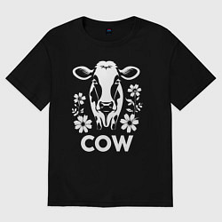 Женская футболка оверсайз Корова в цветах