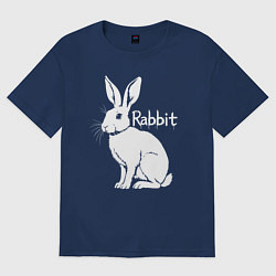 Женская футболка оверсайз Белый кролик с надписью