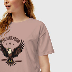 Футболка оверсайз женская Свободный и гордый орёл, цвет: пыльно-розовый — фото 2