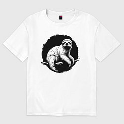 Женская футболка оверсайз Ленивец в круге