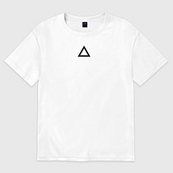 Женская футболка оверсайз Игра в кальмара работник треугольник белая