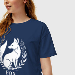 Футболка оверсайз женская Лисий герб с венком, цвет: тёмно-синий — фото 2