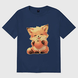 Женская футболка оверсайз Счастливый лисёнок с апельсином