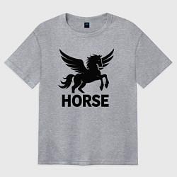 Женская футболка оверсайз Конь с крыльями