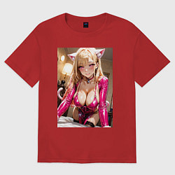 Футболка оверсайз женская Марин Китагава наряде гламурной кошечки, цвет: красный