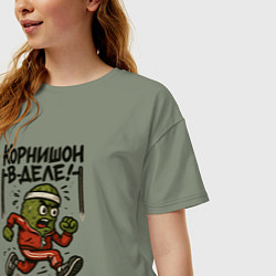 Футболка оверсайз женская Корнишон в деле, цвет: авокадо — фото 2