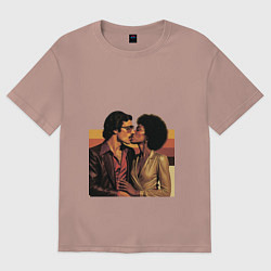 Женская футболка оверсайз Поцелуй поп-арт диско 1970-е